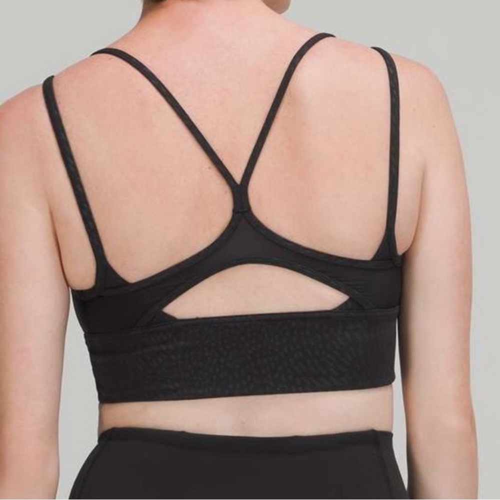 Lululemon Nulu and Mesh Athletic Yoga Sports Bra Size 6 Jewel Emboss Black - Picture 2 of 5